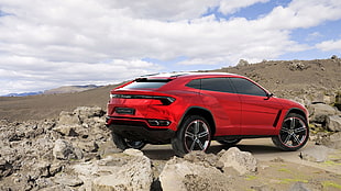 red Ford F-150 extra cab pickup truck, Lamborghini Urus, concept cars, red cars