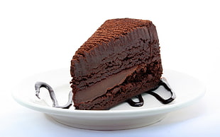 sliced brown chocolate cake on plate