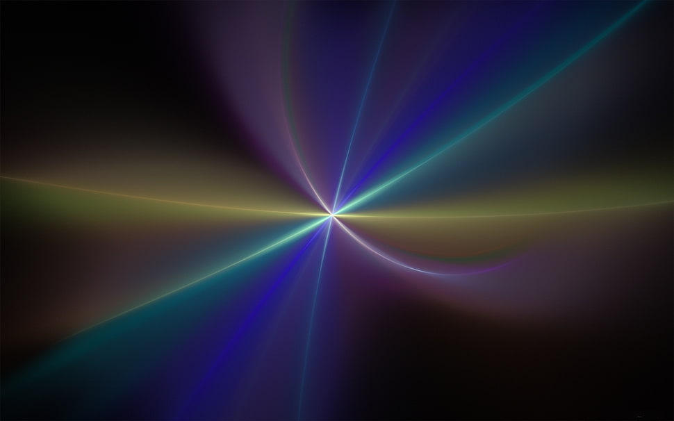 purple, teal, and yellow light HD wallpaper