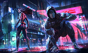 Venom and Carniage wallpaper, cyberpunk, science fiction, neon HD wallpaper