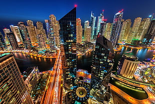 city skyline, city, cityscape, night, Dubai HD wallpaper