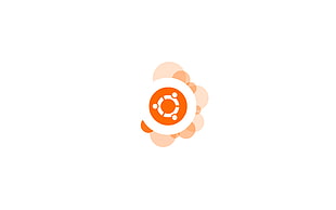 white and orange logo, minimalism, Ubuntu, white background, digital art HD wallpaper