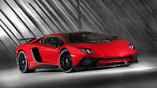 red and black car bed frame, Lamborghini Aventador LP750-4 SV, car, red cars