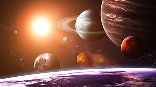 six planets wallpaper, planet, space, Solar System, space art HD wallpaper