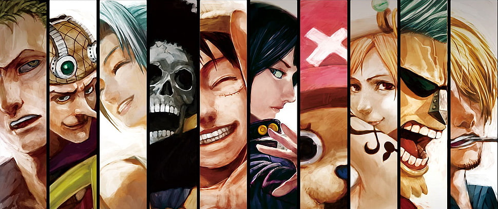 One Piece characters graphic wallpaper, ultra-wide, One Piece HD wallpaper