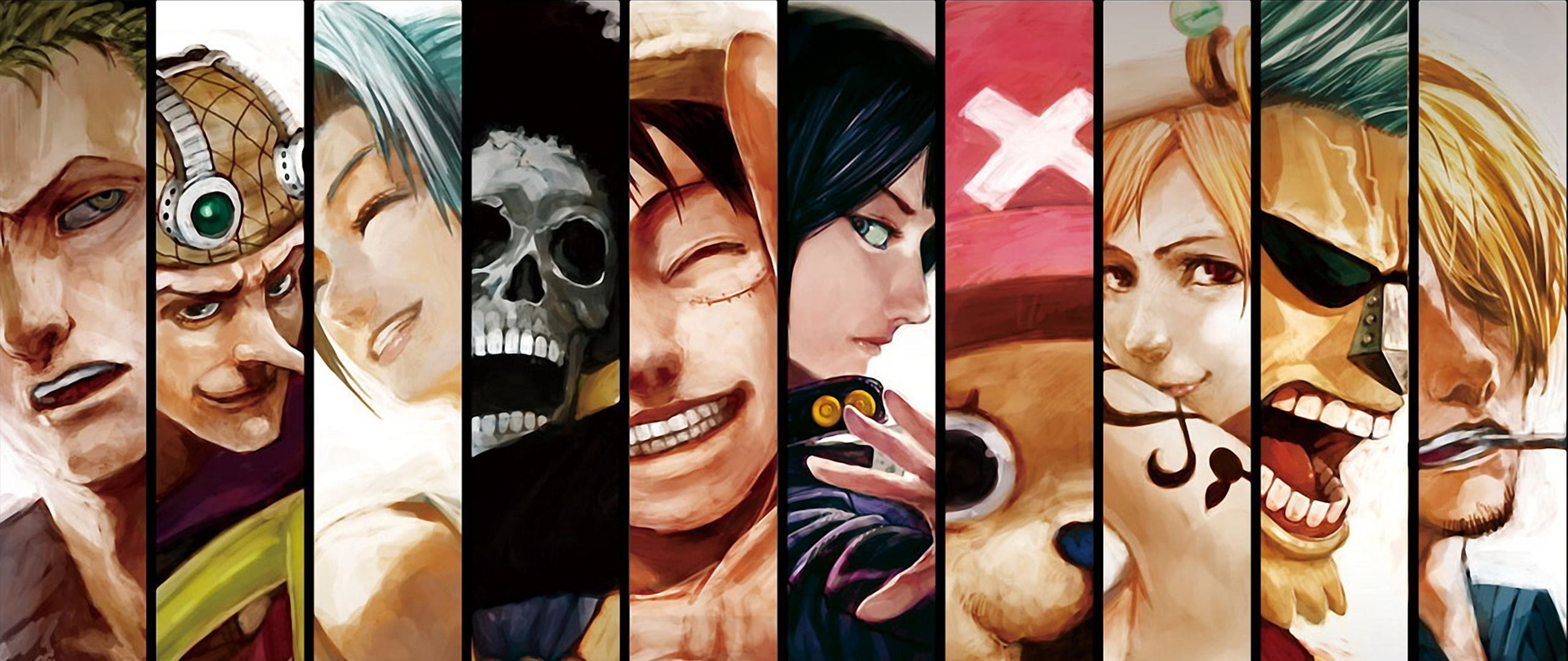 One Piece characters graphic wallpaper, ultra-wide, One Piece