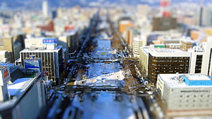 macro photography of city miniatures HD wallpaper