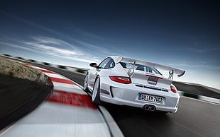 white and red Honda Civic sedan, Porsche 911 Carrera S HD wallpaper