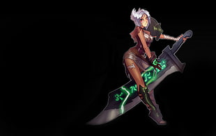 white haired female hero with sword HD wallpaper