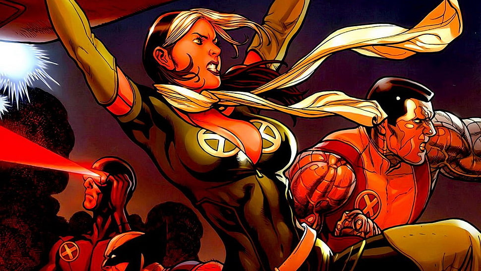 three person digital wallpaper, comics, Wolverine, X-Men, Cyclops HD wallpaper