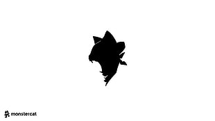 black cat illustration, Monstercat, music, simple background, simple