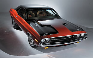 black and red muscle car, car, Dodge Challenger 1970, Dodge, challenger