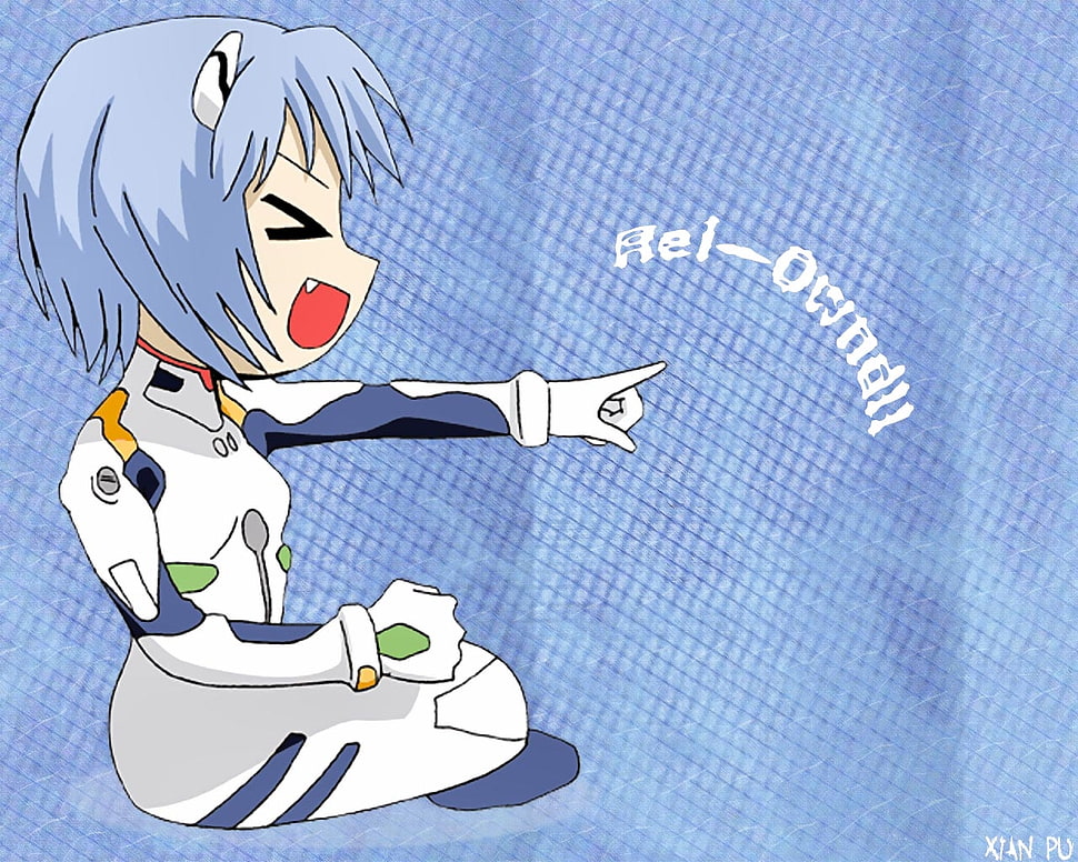 blue-haired female anime character with cow costume HD wallpaper