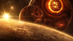 two planets and sun illustration