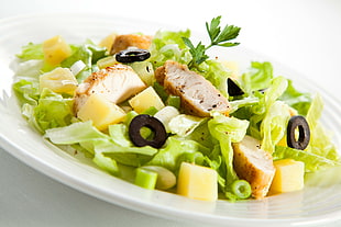 vegetable salad with sliced pork chop