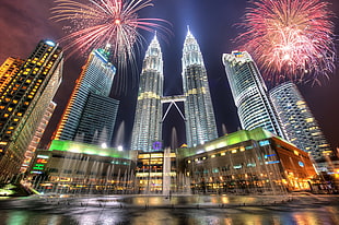 Twin Tower, Malaysia, Petronas Towers, Kuala Lumpur, Malaysia, cityscape HD wallpaper