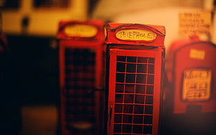 red and black Telephone stall decor, blurred, telephone