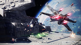 Star Wars Battlefront game poster, Star Destroyer, X-wing, Star Wars Battlefront II, Star Wars: Battlefront HD wallpaper