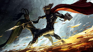 Loki and Thor 3D graphic wallpaper