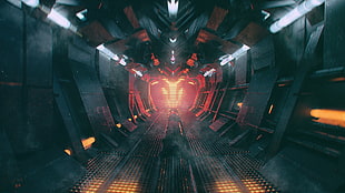 black metal hallway, science fiction HD wallpaper