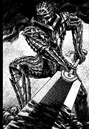 Berserk Black Swordsman illustration, Berserk, berserk armor, Guts, Kentaro Miura HD wallpaper