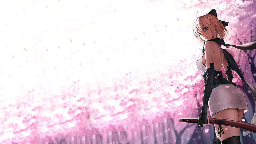 female anime character wallpaper, Sakura Saber, Fate/Grand Order, anime girls, Fate Series HD wallpaper