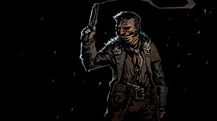 man carrying pistol illustration, Darkest Dungeon, video games, dark, Highwayman