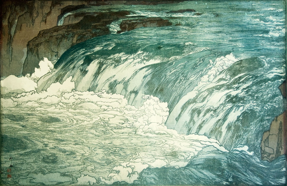 body of water, Yoshida Hiroshi, artwork, Japanese, painting HD wallpaper