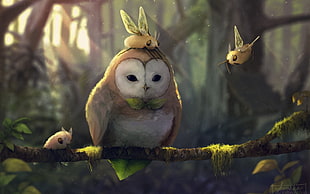 brown and white owl illustration, fantasy art, artwork, Pokémon, Rowlet (Pokémon)