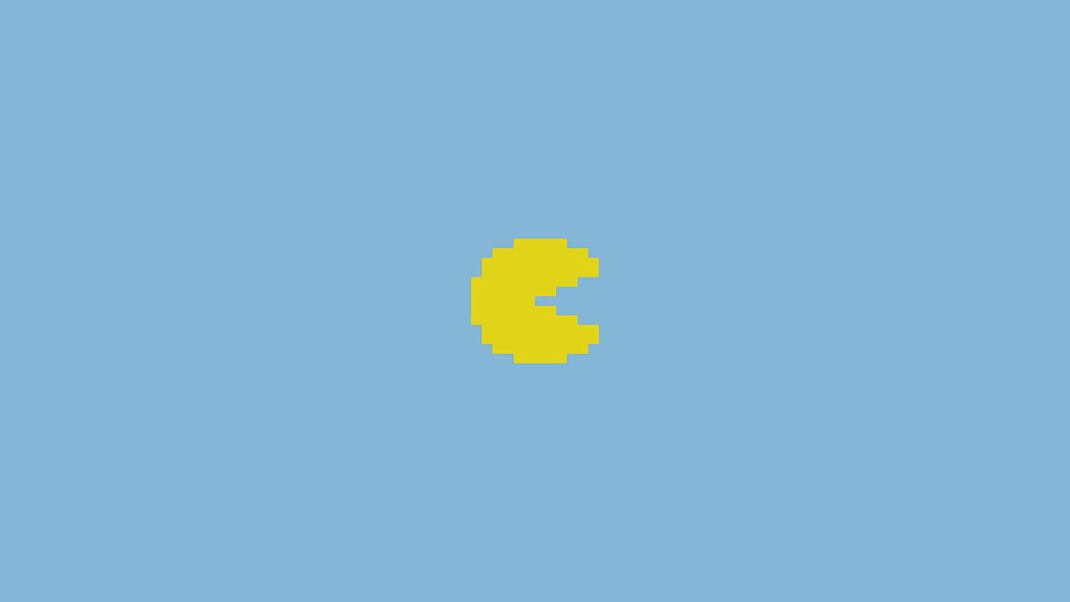 yellow vector art, minimalism, Pacman HD wallpaper
