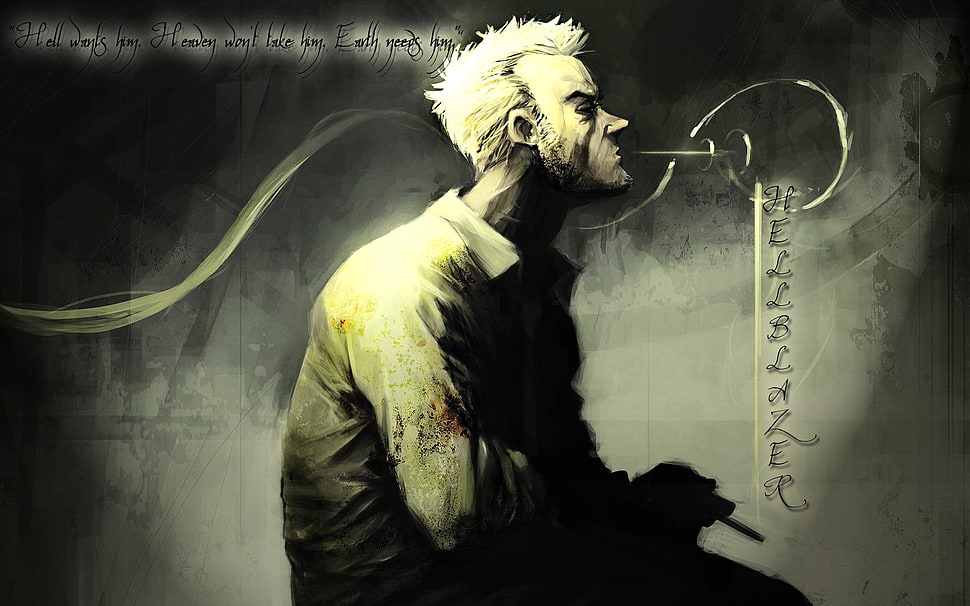 man in white long-sleeved top digital wallpaper, Constantine, Hellblazer, comic art HD wallpaper