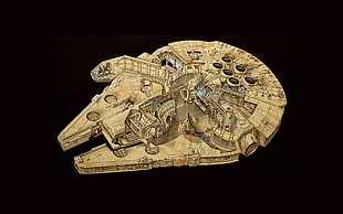 brown and black Star Wars ship toy, Millennium Falcon, Star Wars, artwork