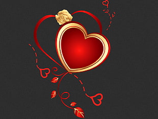 red and gold heart wallpaper HD wallpaper