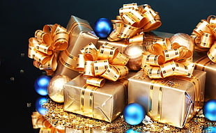 photo of brown glittered gifts