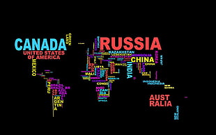 World Map names decor HD wallpaper