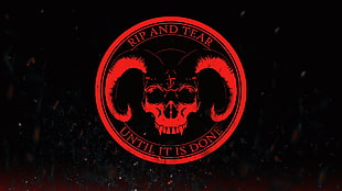 black and red Rip and Tear Until It Is Done logo, Doom 4, Doom (game), demon, devils HD wallpaper