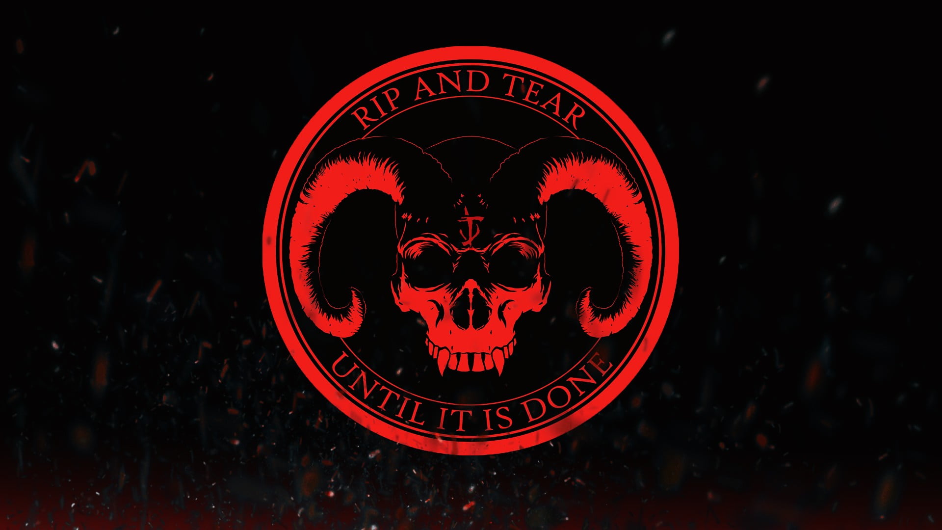 black and red Rip and Tear Until It Is Done logo, Doom 4, Doom (game), demon, devils