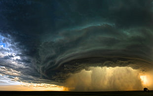 gray columbus clouds, Supercell, storm, Montana, sunset HD wallpaper