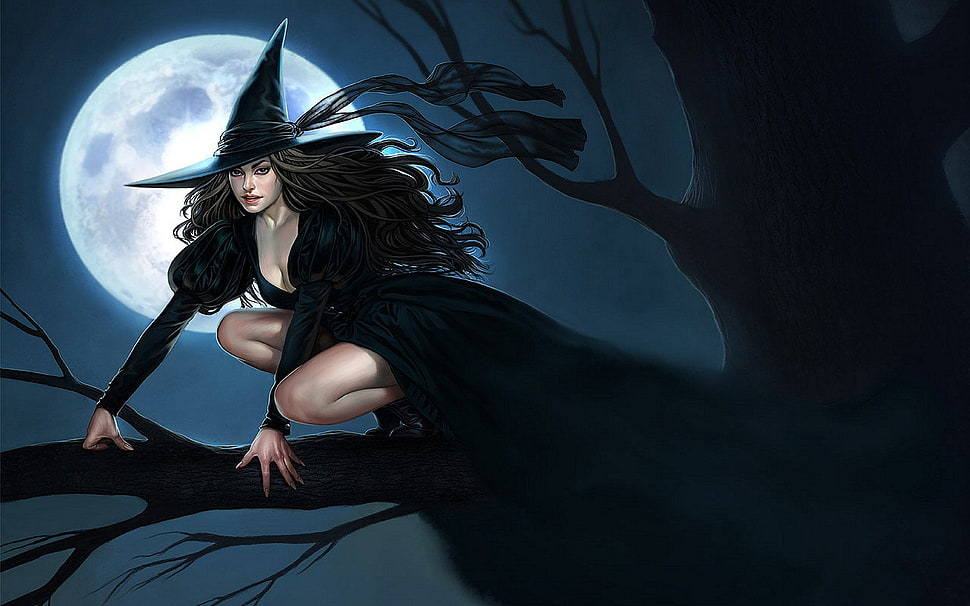 witch illustration, fantasy art, artwork, witch HD wallpaper