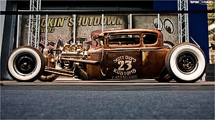 classic brown car, car, Hot Rod HD wallpaper