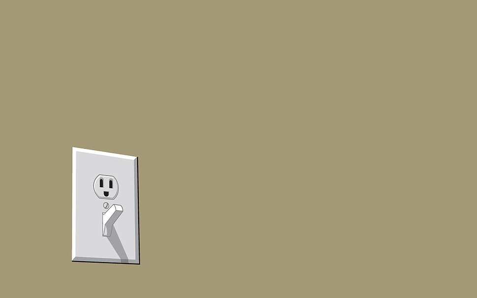 white power outlet and switch combo, threadless, simple HD wallpaper
