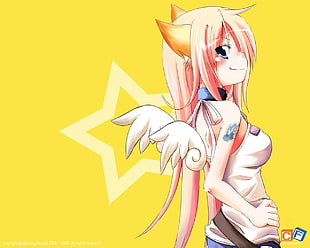 orange haired girl anime with wings wallpaper