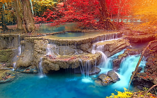 waterfalls painting HD wallpaper