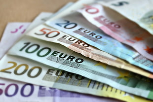 seven Euro banknotes