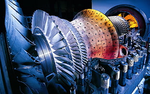 gray metal heavy equipment, machine, technology, gears, screw