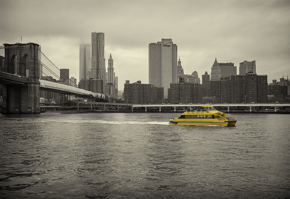yellow boat, boat, yellow, New York City, USA HD wallpaper