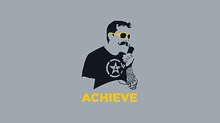 man wearing black t-shirt illustration, AH, Achievement Hunter, Achieve, Rooster Teeth