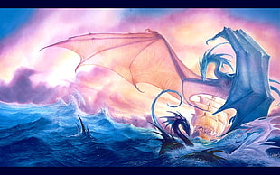 dragons illustration, dragon, John Howe HD wallpaper
