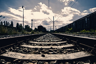 landscape of railway, train, old, rust, rail yard HD wallpaper