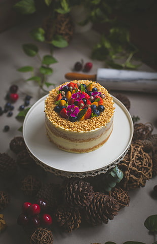 round brown cake, Cake, Dessert, Pastry HD wallpaper